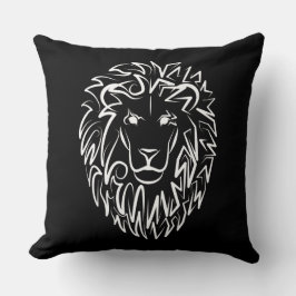 Cojín Decorativo León tribal blanco y negro
