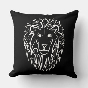 Cojín Decorativo León tribal blanco y negro