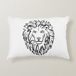 Cojín Decorativo León tribal blanco y negro