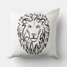 Cojín Decorativo León tribal blanco y negro