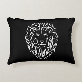 Cojín Decorativo León tribal blanco y negro