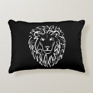 Cojín Decorativo León tribal blanco y negro