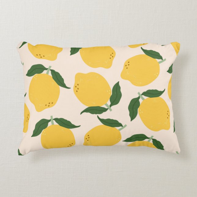 Cojín Decorativo Leones amarillos jugosos, hojas verdes. Aroma fres (Anverso)