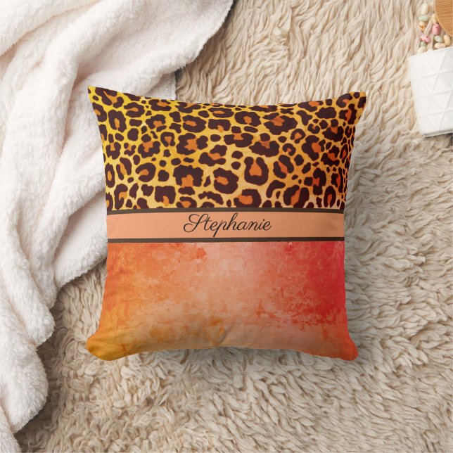 Cojín Decorativo Leopard Animal Print Cheetah naranja Safari (Manta)