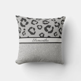 Cojín Decorativo Leopard Animal Print Cheetah Purpurina Silver