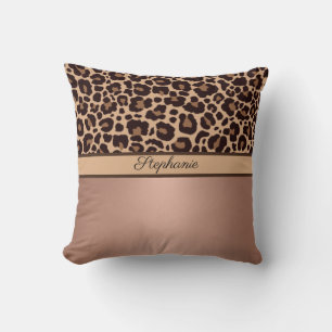 Cojín Decorativo Leopard Animal Print Cheetah Rosa Gold Trendy