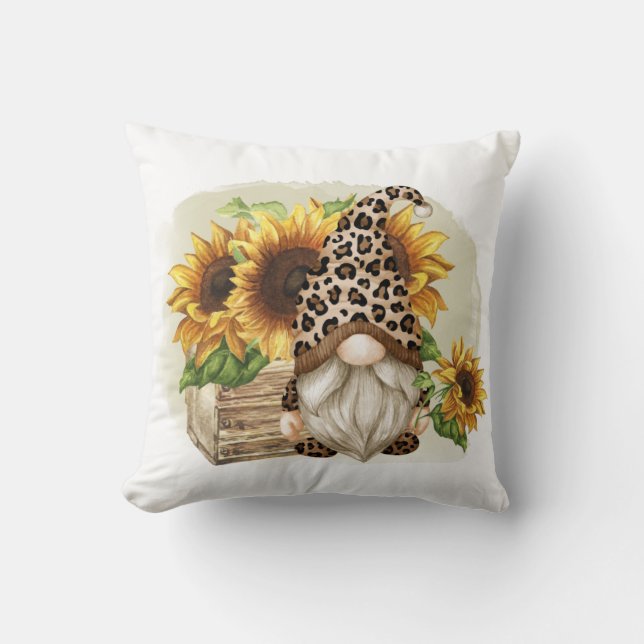 Cojín Decorativo Leopard Gnome Sunflowers (Anverso)
