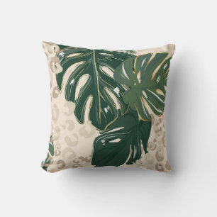 Cojín Decorativo Leopard Monstera: Vintage de la jungla.