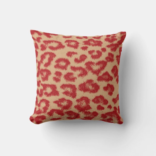 Cojín Decorativo Leopard Print Skin Fur Fire Brick (Anverso)
