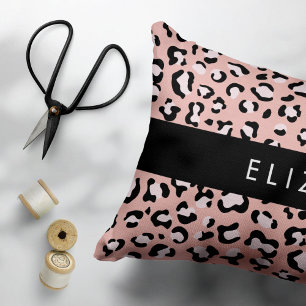 Cojín Decorativo Leopard Print, Spots, Pink Leopard, Tu Nombre