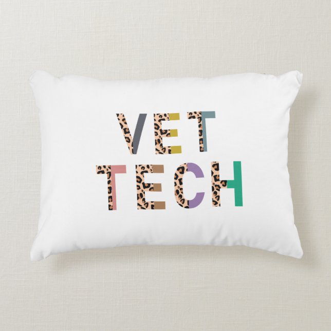 Cojín Decorativo Leopard Print Vet Tech Stethoscope con nombre (Anverso)