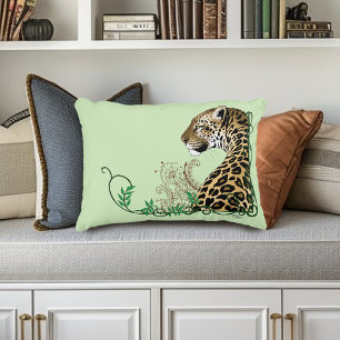 Cojín Decorativo Leopard Wild Cat Green Henna