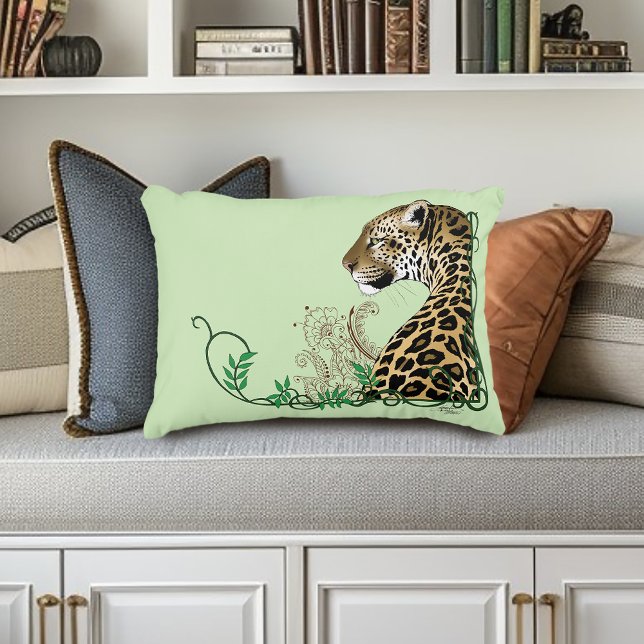 Cojín Decorativo Leopard Wild Cat Green Henna (Subido por el creador)