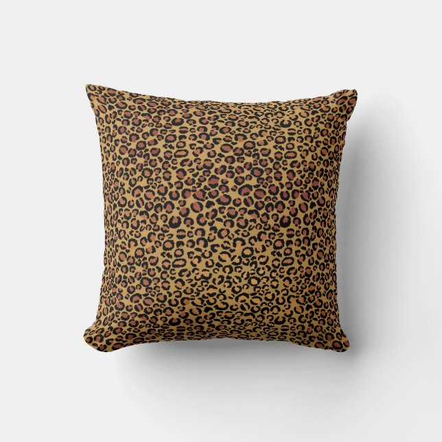 Cojín Decorativo Leopardo Animal Black Honey Gold Bronze Africano (Anverso)