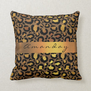 Cojín Decorativo Leopardo Animal Negro Lux Gold Stripe Nombre Áfric