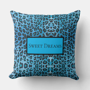 Cojín Decorativo Leopardo Azul Brillo Falso Dulces Sueños Chic Mode