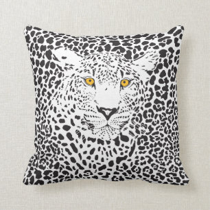 Cojín Decorativo Leopardo blanco y negro en puntos