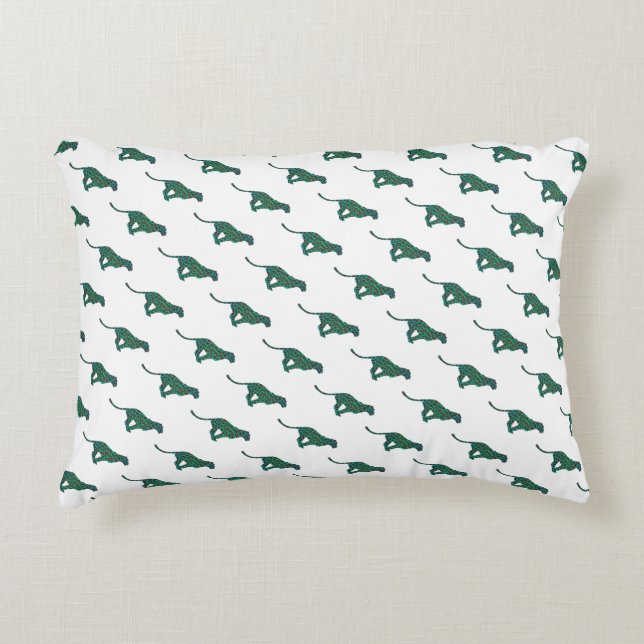 Cojín Decorativo Leopardo Brown e impresión Verde azulada (Anverso)