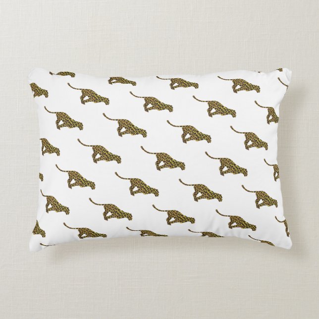 Cojín Decorativo Leopardo Brown y la silueta amarilla (Anverso)