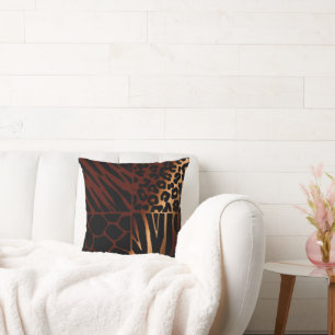 Cojín Decorativo Leopardo, cebra, jirafa, imagen africana tigre