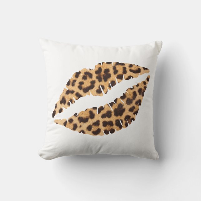 Cojín Decorativo Leopardo Cheetah Animal Print Mouth Lips (Anverso)