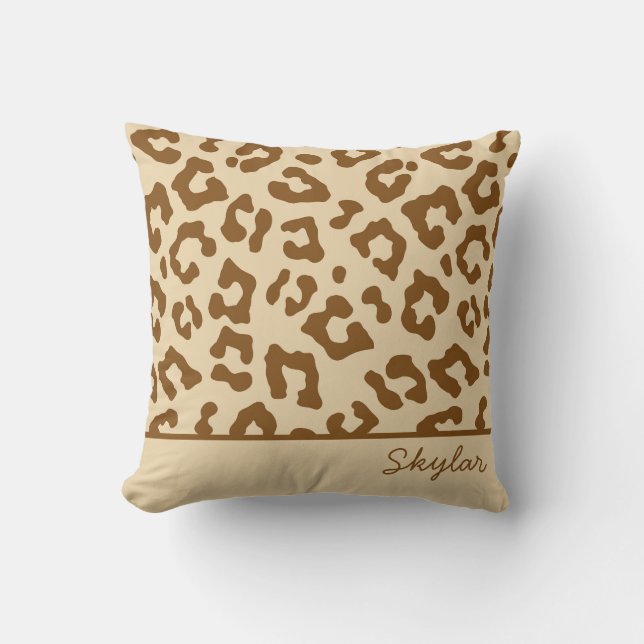 Cojín Decorativo Leopardo Cheetah Animal Print Personalizado Cursiv (Anverso)