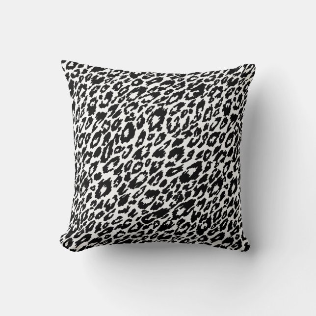 Cojín Decorativo Leopardo clásico blanco y negro (Anverso)
