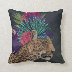 Cojín Decorativo Leopardo con cabeza tropical