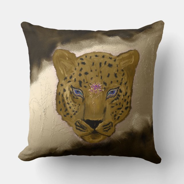 Cojín Decorativo Leopardo con Geode Marrón (Anverso)
