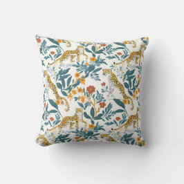 Cojín Decorativo Leopardo con hojas tropicales