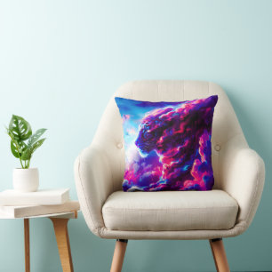 Cojín Decorativo Leopardo cósmico neón futurista