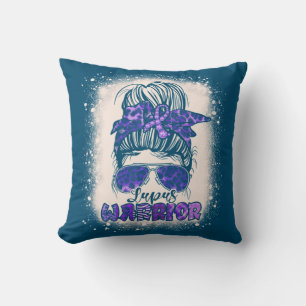 Cojín Decorativo Leopardo de la conciencia del lupus púrpura Messy