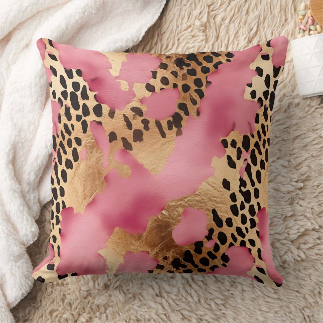 Cojín Decorativo Leopardo de oro rosa (Manta)