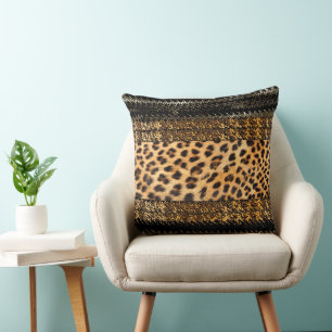 Cojín Decorativo Leopardo e impresión africanos del zigzag