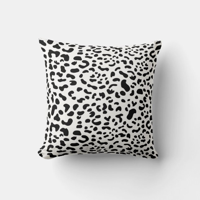 Cojín Decorativo Leopardo impreso - Blanco y negro (Anverso)