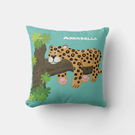 Cojín Decorativo Leopardo lindo durmiendo en un ilustracion de pers