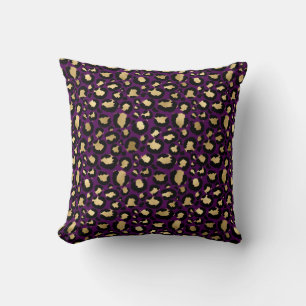 Cojín Decorativo Leopardo morado y dorado