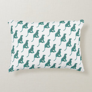 Cojín Decorativo Leopardo negro e impresión Verde azulada