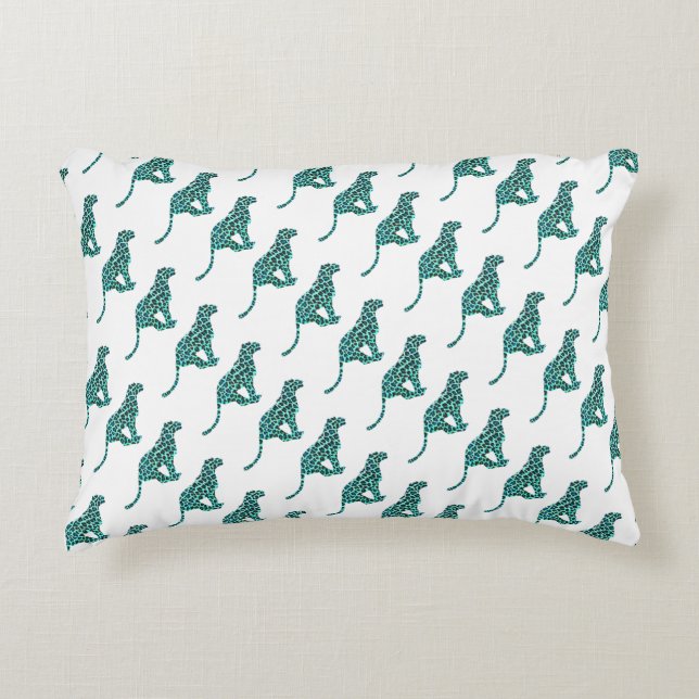 Cojín Decorativo Leopardo negro e impresión Verde azulada (Anverso)