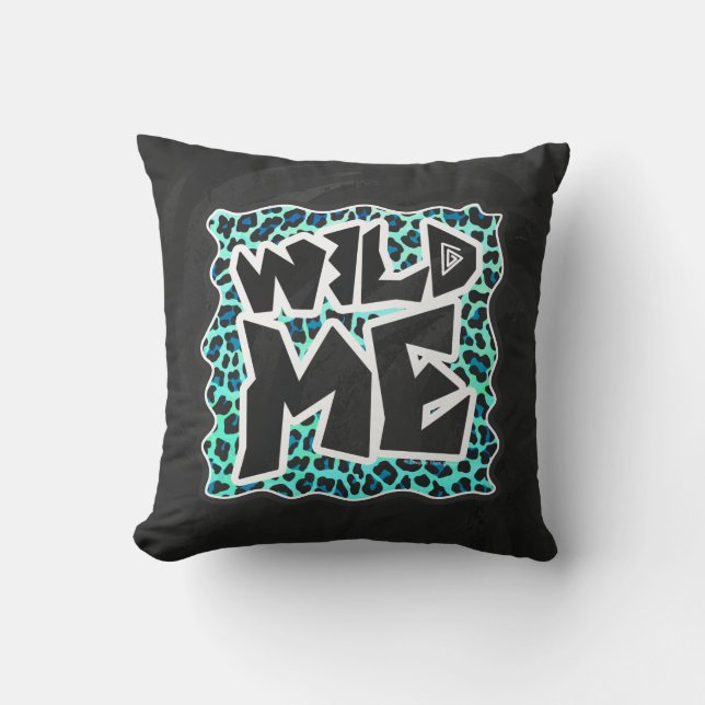 Cojín Decorativo Leopardo negro e impresión Verde azulada (Anverso)