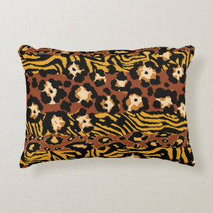 Cojín Decorativo Leopardo, pieles de tigre, patrón salvaje.