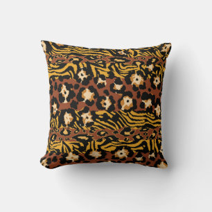 Cojín Decorativo Leopardo, pieles de tigre, patrón salvaje.