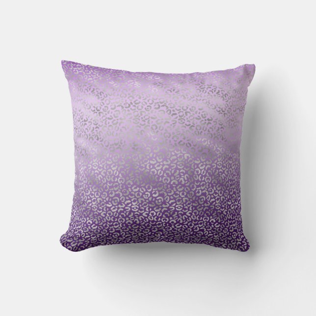 Cojín Decorativo Leopardo plateado Imprimir morado (Anverso)
