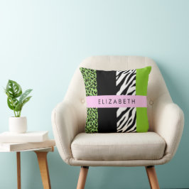 Cojín Decorativo Leopardo Print, Zebra Print, Green, Your Name
