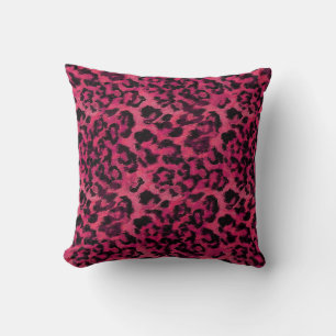 Cojín Decorativo Leopardo rosa brillante y negro