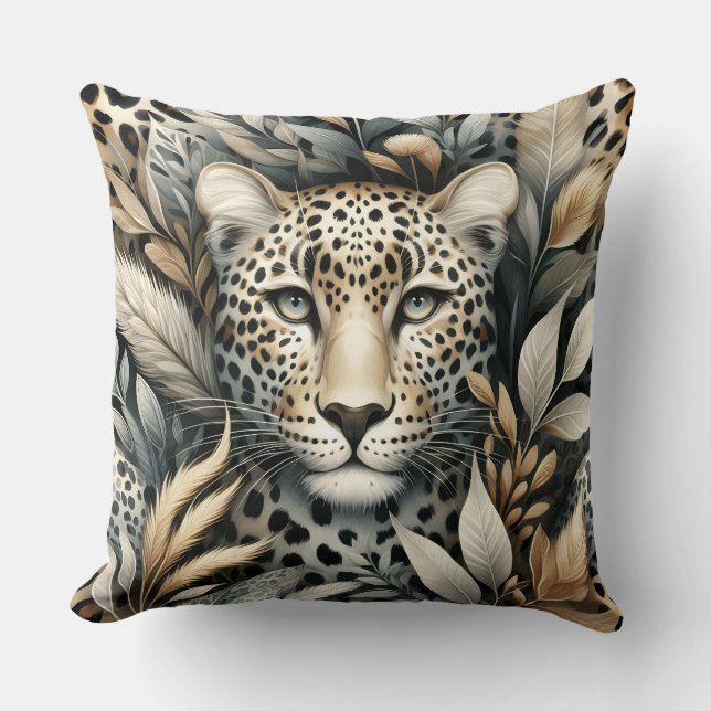 Cojín Decorativo Leopardo Salvaje En Marrón (Anverso)