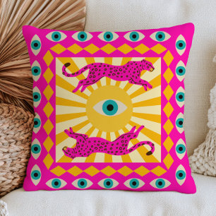 Cojín Decorativo Leopardos Rosas Ojo Malo Sol Arte Popular Maximali