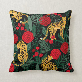 Cojín Decorativo Leopardos Y Rosas
