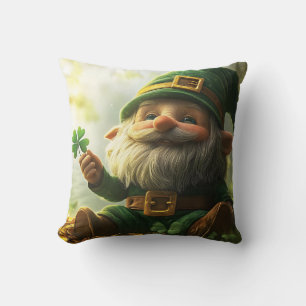 Cojín Decorativo Leprechaun de gnomo lindo con rocas de champú y tr