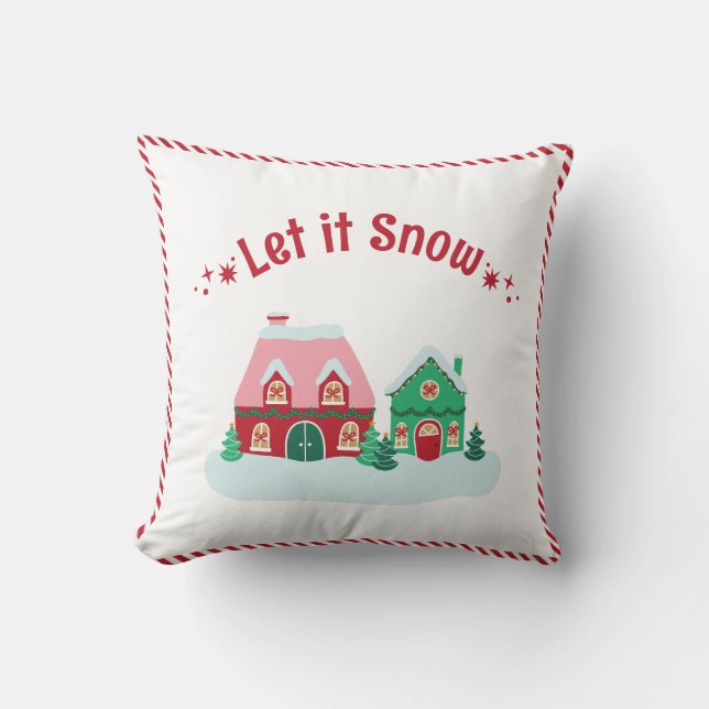 Cojín Decorativo Let it Snow Christmas Village Throw Pillow (Anverso)